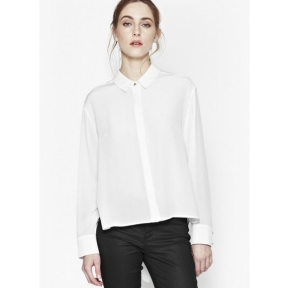 French Connection Asymmetric Silk Cream Blouse - Picture 2 of 9